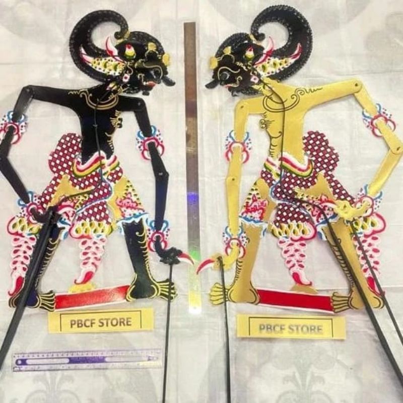 WAYANG WERKUDARA 2 PCS HITAM & EMAS WAYANG KARTON DUPLEX TEBAL MAINAN ANAK HIASAN DINDING