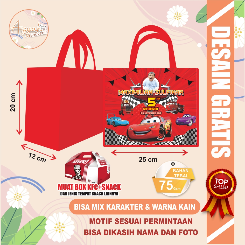 

tas ulang tahun cars / tas ultah cars mc queen / tas cars / tas ultah / tas bingkisan ultah / tas souvenir