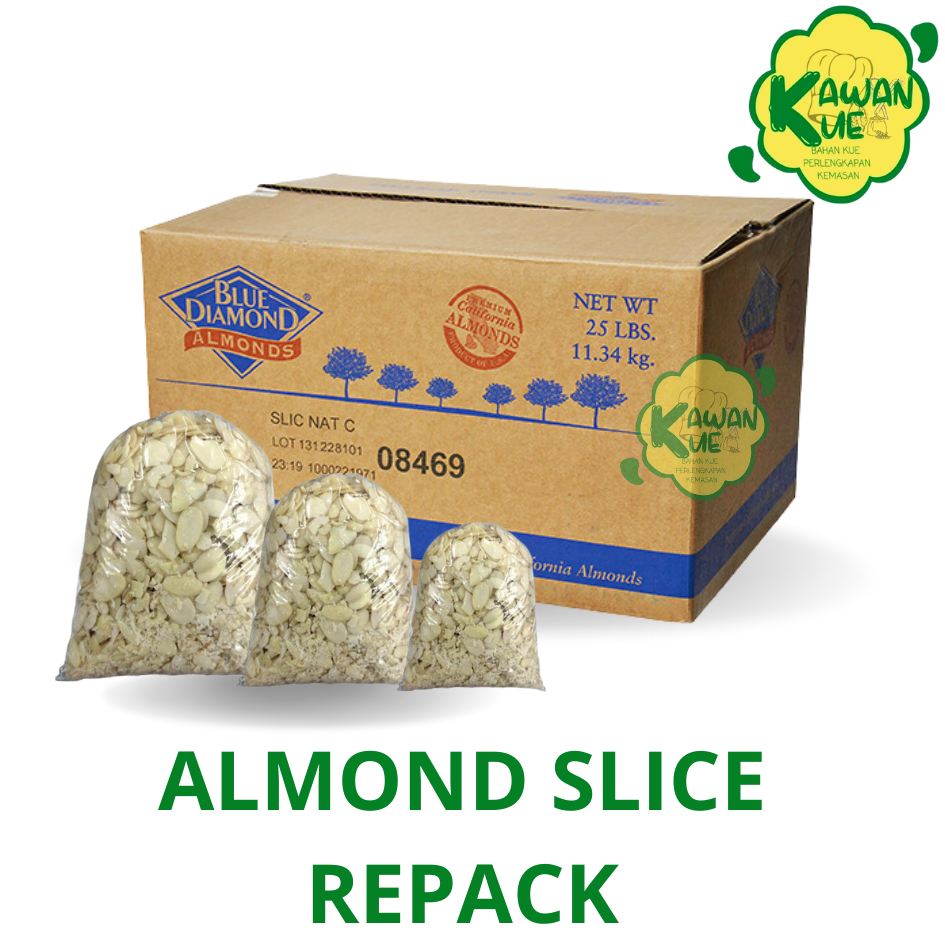 

KACANG ALMOND SLICE REPACK KEMASAN TIMBANG 100 GR