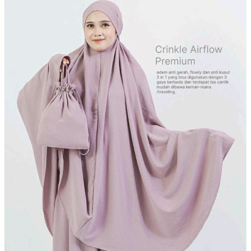 Mukena Lesti Prayer Set Crinkle Airflow Premium 3 in 1 Jumbo