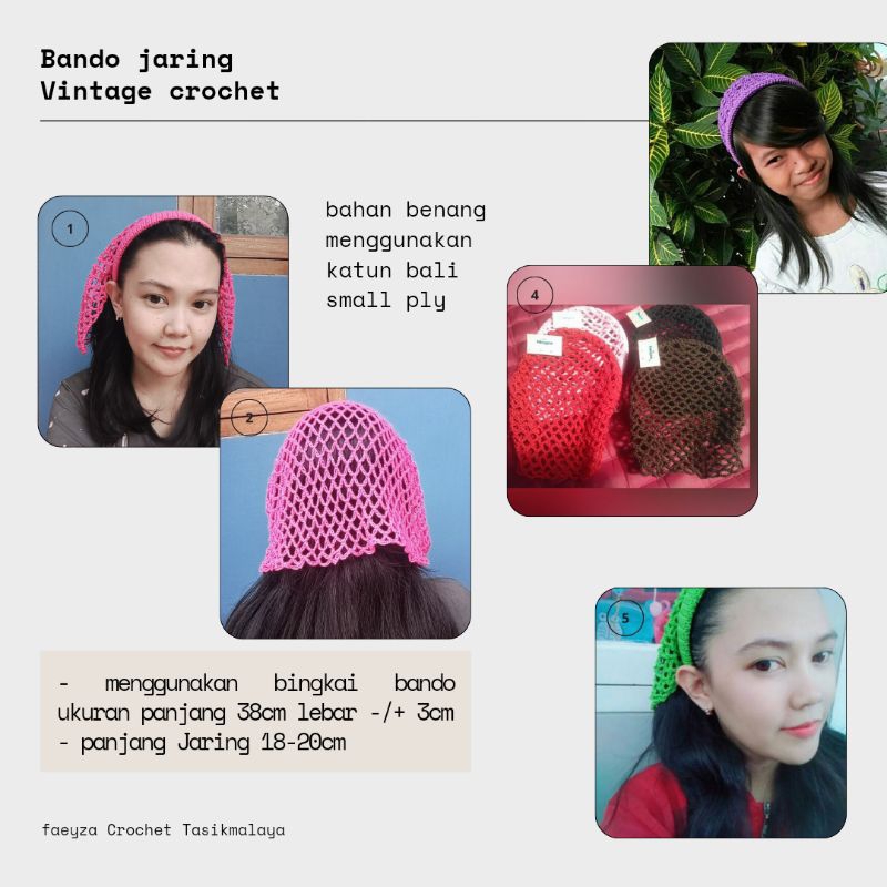 bando jaring isabel rajut handmade