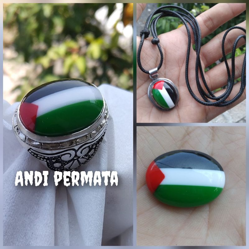 Cincin batu akik bendara palestina
