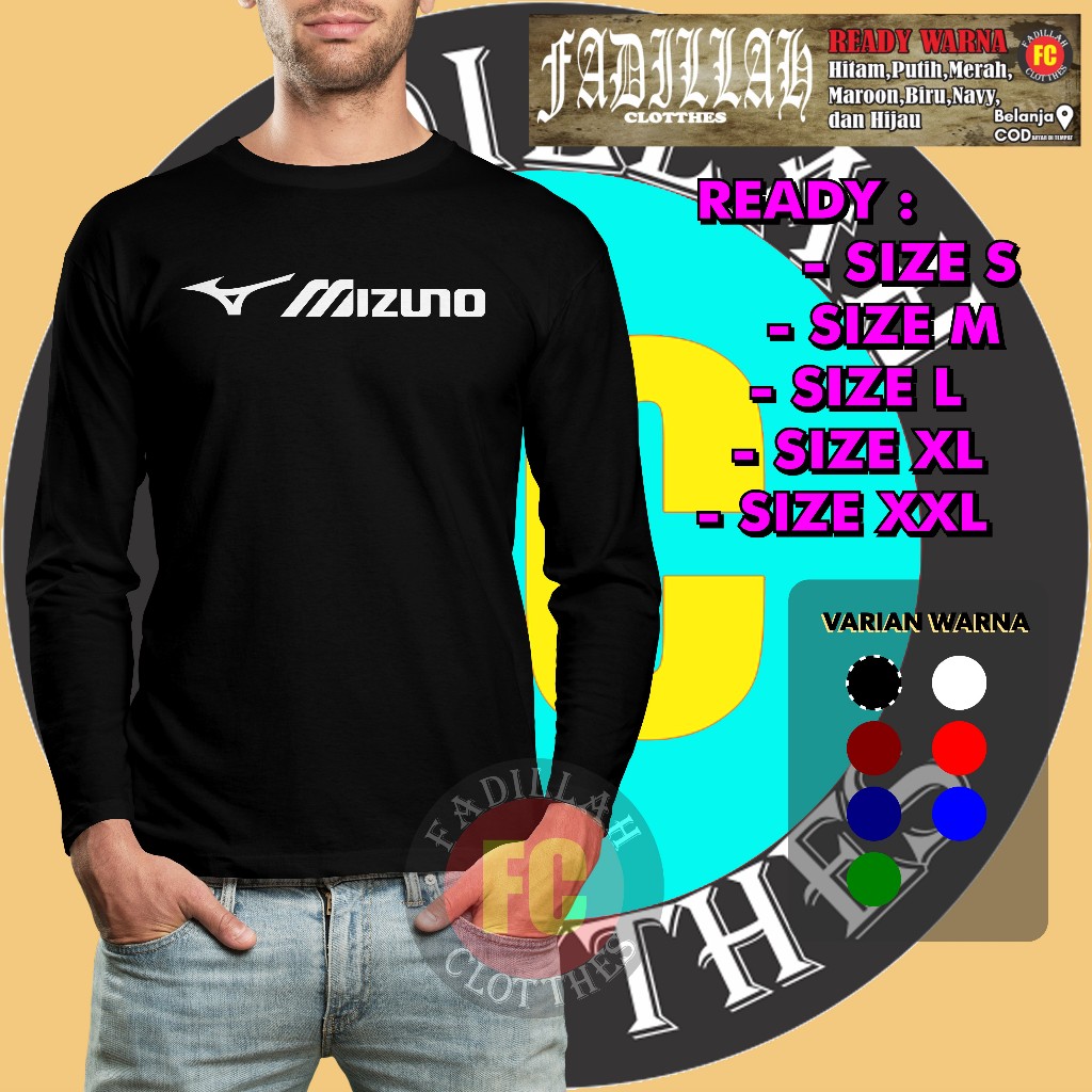 Kaos Mizuno Logo v2 Lengan panjang Baju Sport