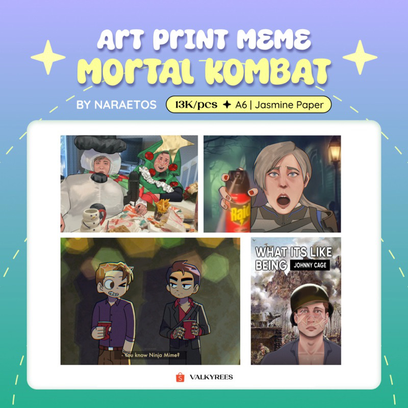MORTAL KOMBAT Meme Art Print A6 | Johnny Cage Cassie Cage Kenshi Takahashi Johnshi