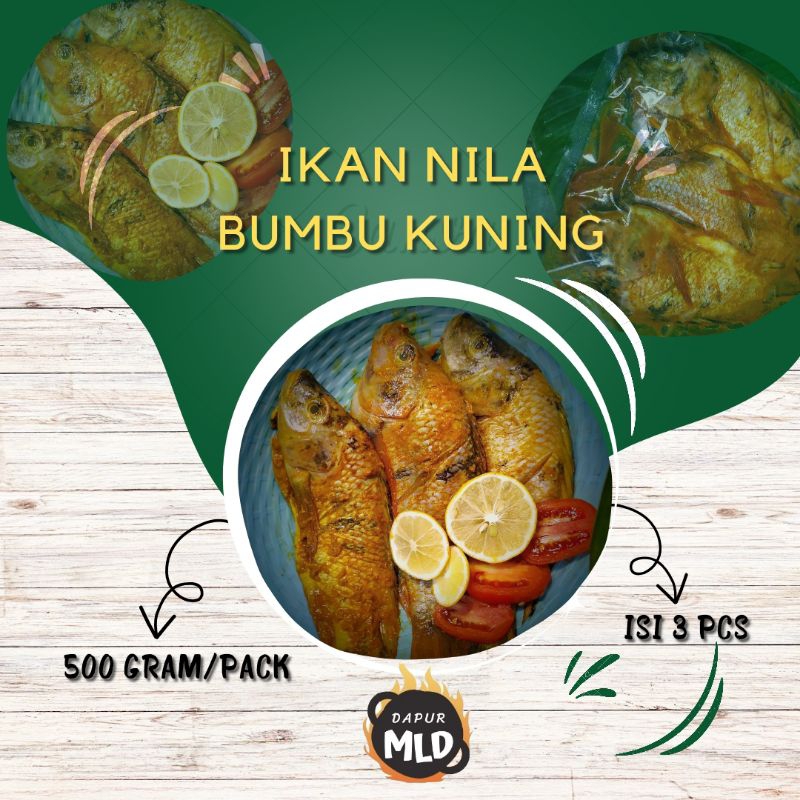 

Ikan nila bumbu kuning beku / frozen isi 3 ekor, berat bersih 500 gr / 1/2 kg