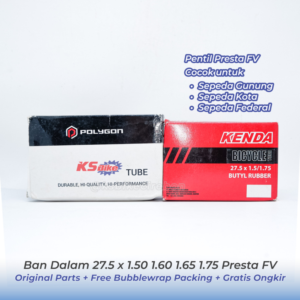 Ban Dalam Sepeda 27.5 x 1.50 1.60 1.65 2.75 FV Presta Polygon Kenda Toko Sepeda KS Bike Cirebon