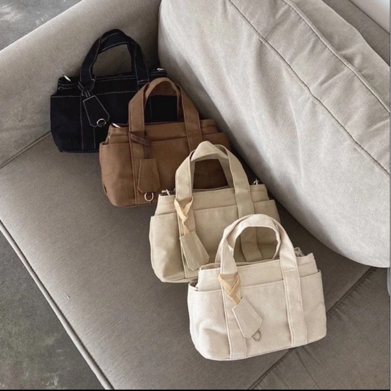 Creta Tas Selempang Kanvas Polos Sling bag unisex Remaja Cute