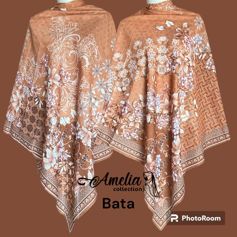 HIJAB SEGIEMPAT VOAL MOTIF UK JUMBO WARNA BATA