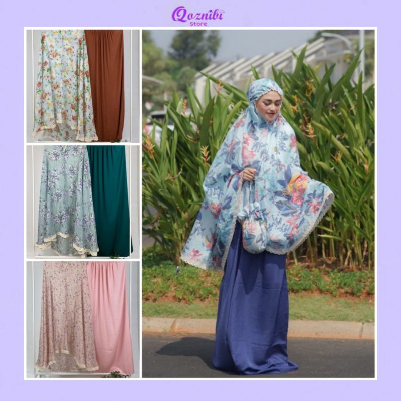 Silk - Mukena Mukenah Poeti dewasa motif bunga kembang bahan zara silk silky jumbo premium poeti kem