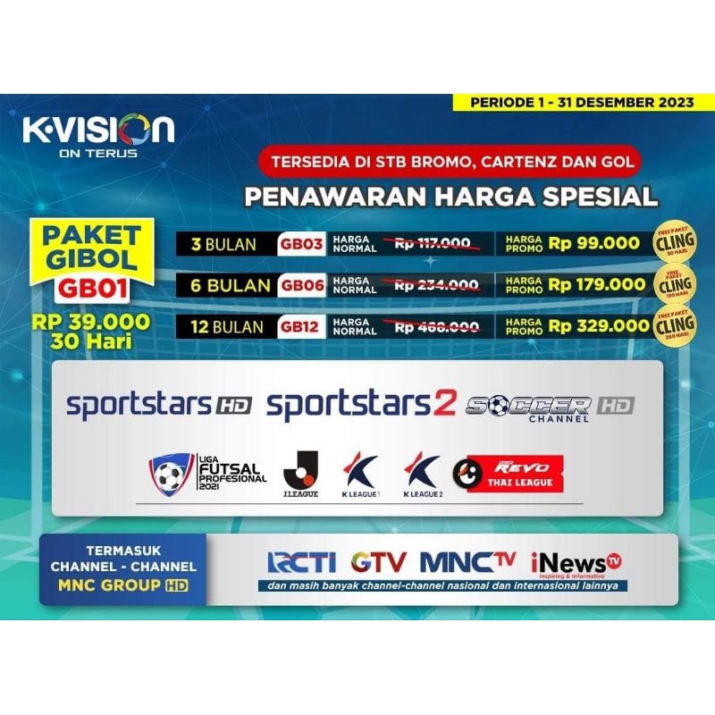 K-Vision Paket Gibol Bromo Cartenz Gol