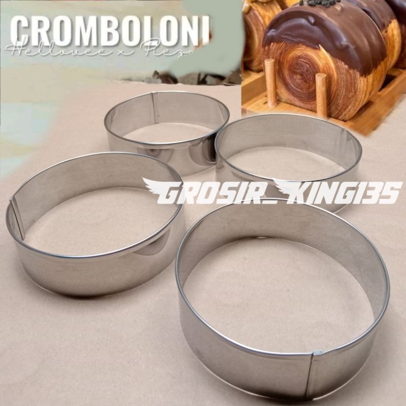 12 Pcs ring roti bulat  Cromboloni / ring burger/ ring cutter Bakery stainless Cetakan Kue Cake Bake