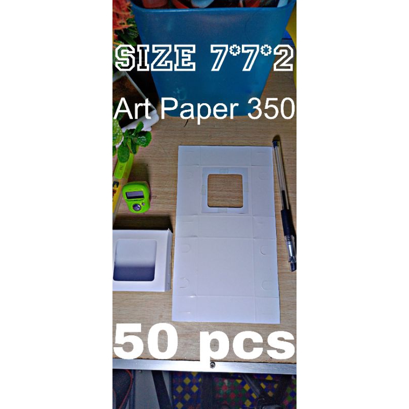 

box souvenir / paper box 7*7*2 dus packing tasbih bros box mika *Art Paper 350 gsm* (50 pcs)