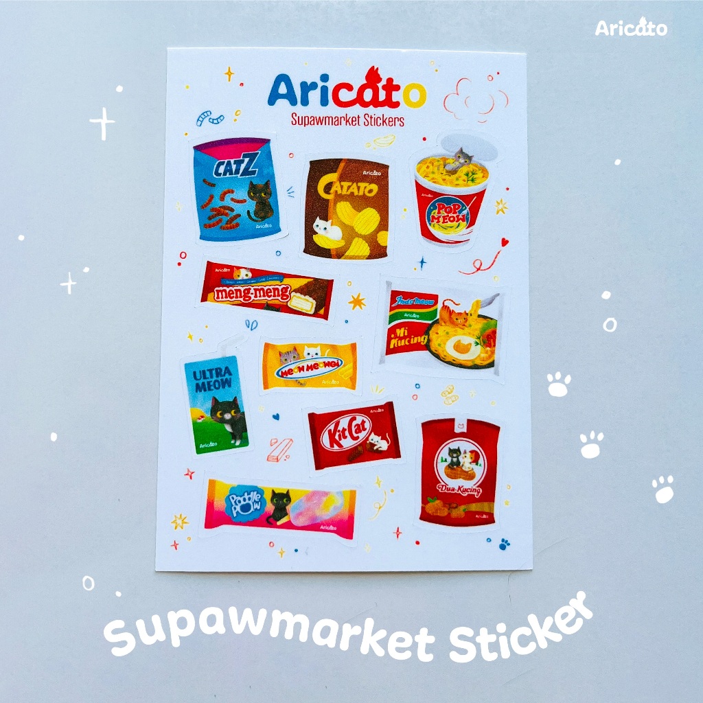 

Aricato - Supawmarket Sticker Sheet - Stiker Kucing Supermarket