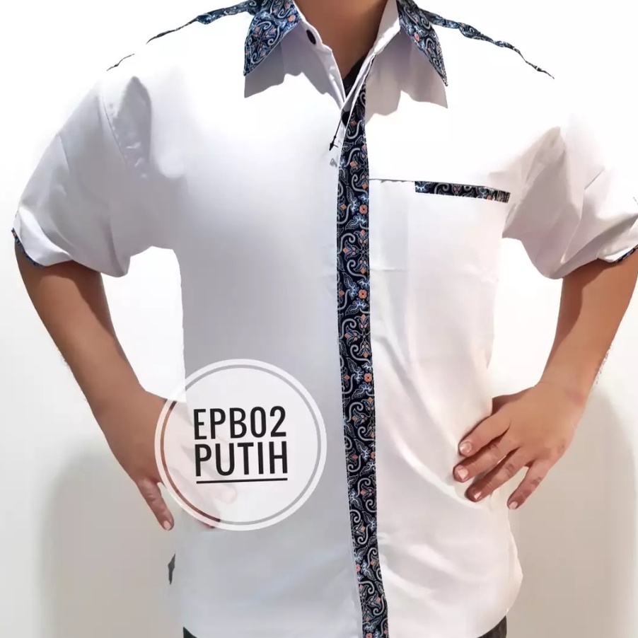 Kode JTL964 Kemeja putih batik ENZINO SPORT