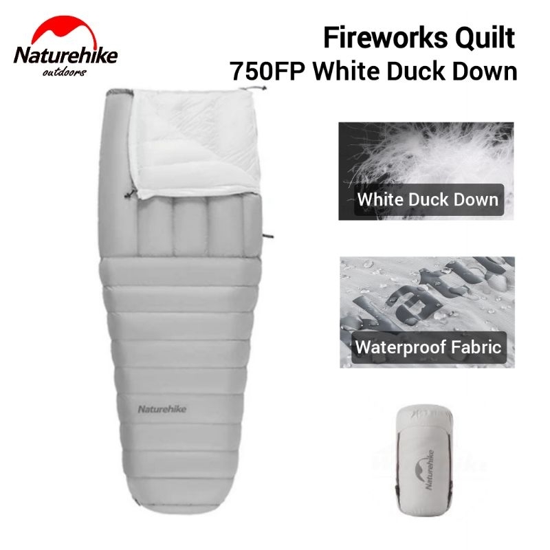 SLEPING BAG MUMMY NATUREHIKE CNK2300SD010 SQ400 FIREWORKS QUILT 750FP DUCK DOWN KANTONG TIDUR MUMI K