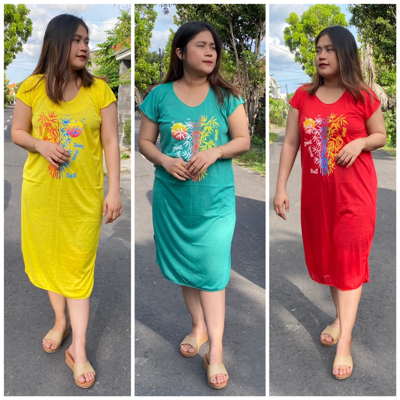 daster wanita / dress bali / motif bambu bali / daste midi
