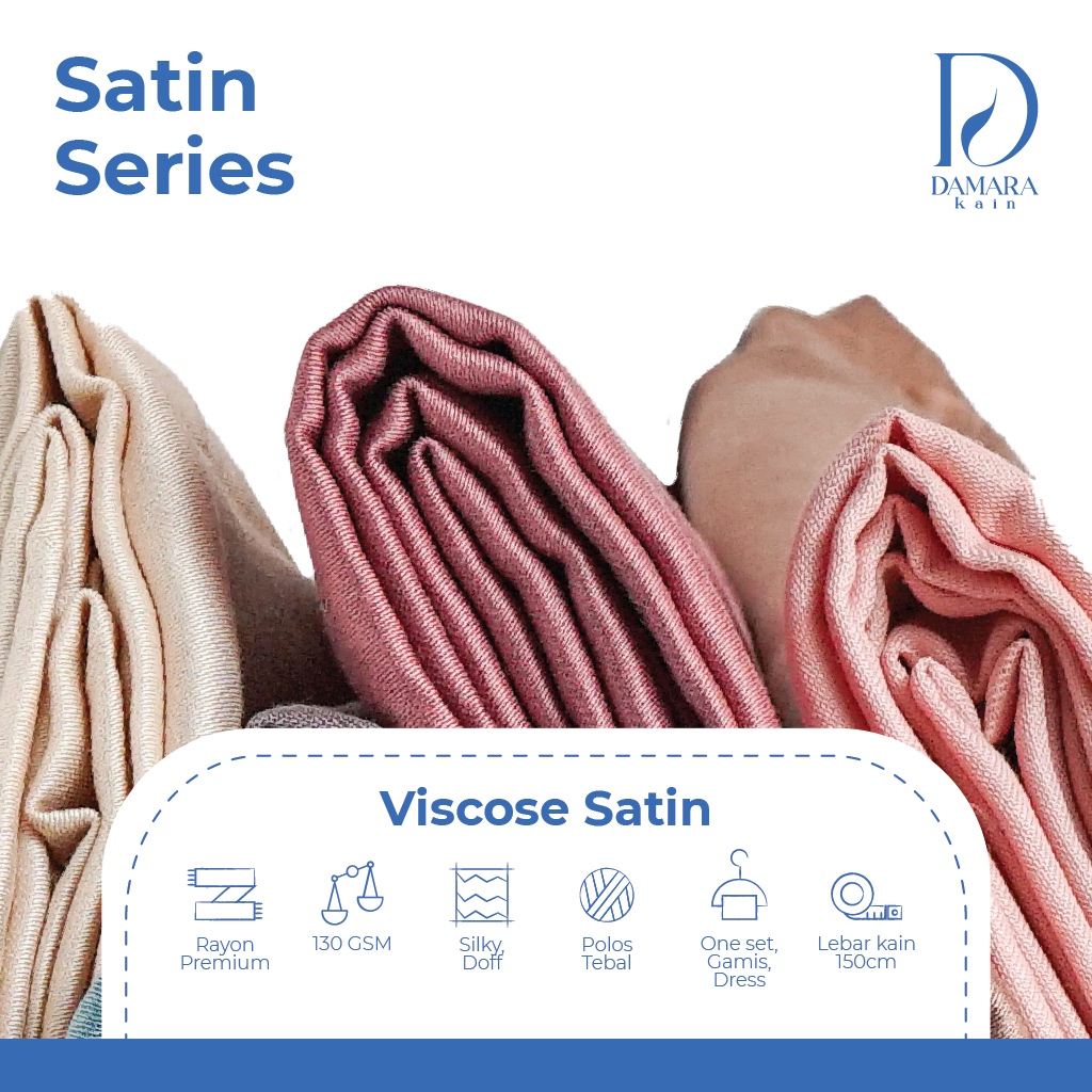 Kain Rayon Viscose Saten Polos