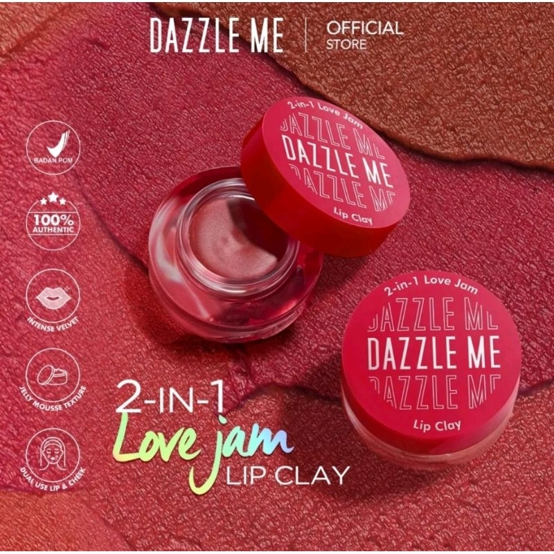 DAZZLE ME 2 in 1 Love Jam Lip Clay / Soft Jelly Mousse Lipstik Cheek Blusher