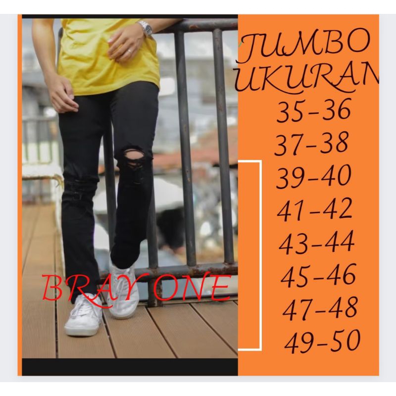 celana jeans sobek lutut pria ripped jeans/jeans Stretch hitam sobek