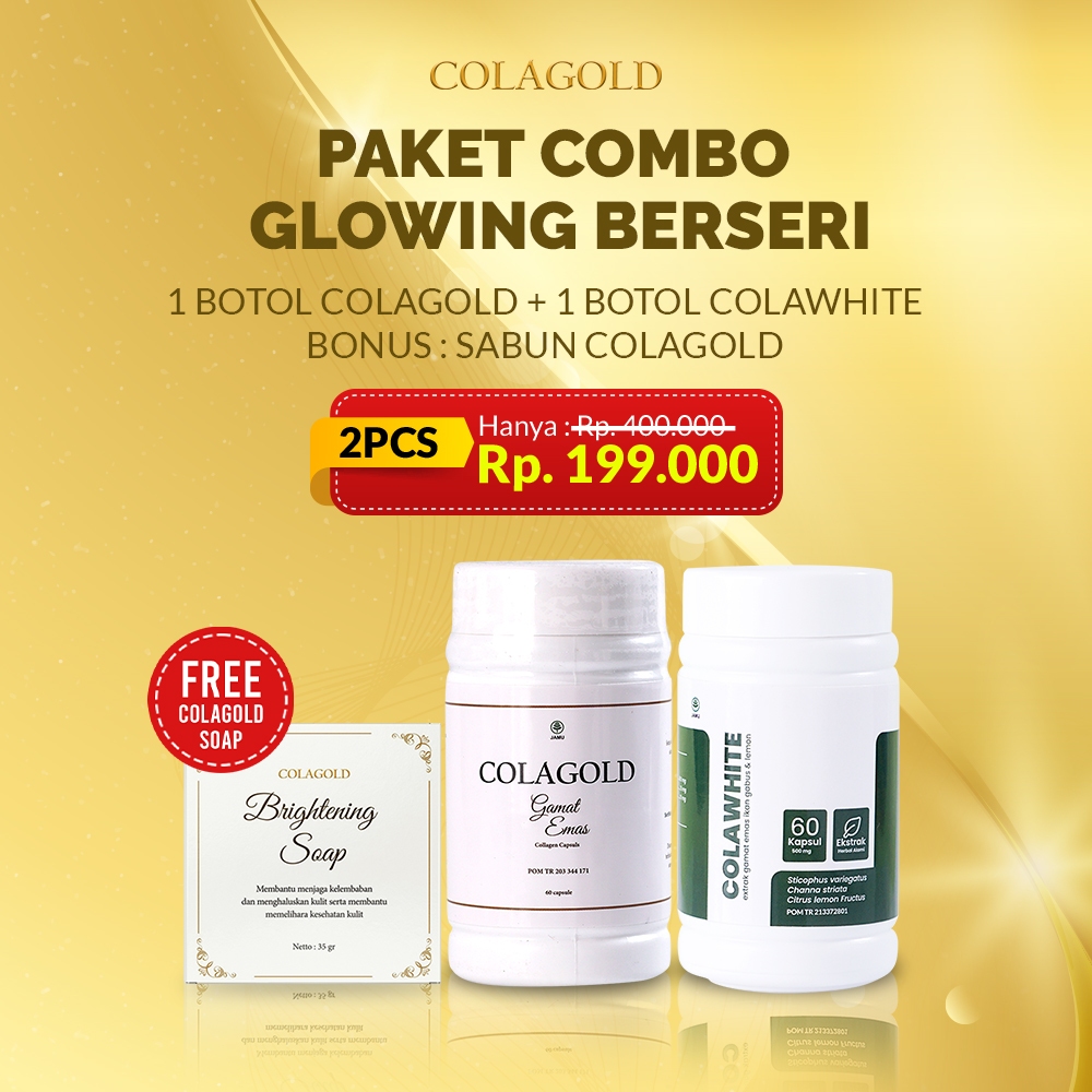 [PAKET COMBO GLOWING] 1 COLAGOLD COLLAGEN ORIGINAL BPOM + 1 COLAWHITE PEMUTIH BADAN BPOM BONUS 1 COL