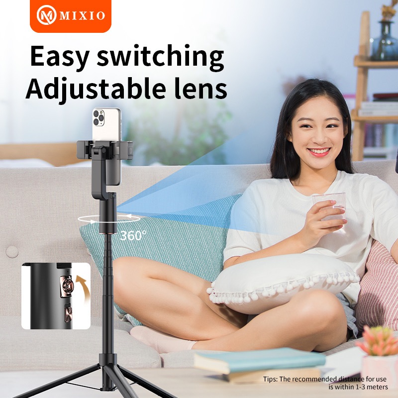 MIXIO A100 Auto Face Tracking Tripod 1.5M Gimbal Handphone Stabilizer 360° With Dual Lampu Led-4