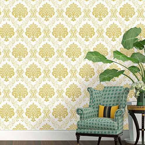 WALLPAPER STICKER DINDING MOTIF BATIK GOLD GH023 WALLSTICKER DEKORASI STIKER RUMAH WALLSTIKER PREMIU