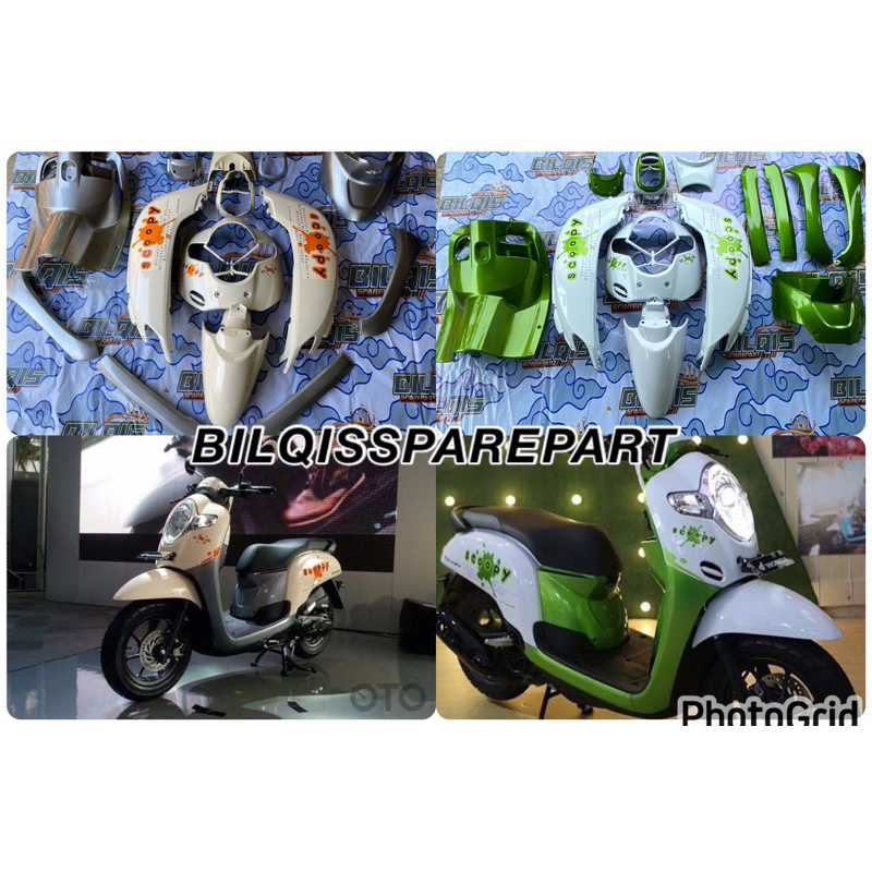 body scoopy 2018 cover full sett body halus scoopy fi esp tahun 2017 2018 2019 warna cream krem abu 