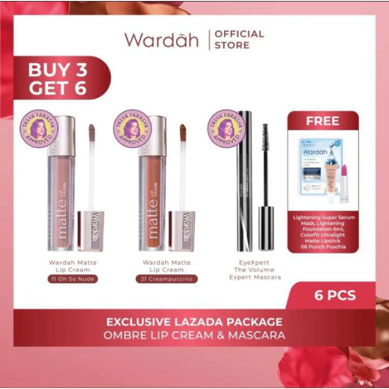 Exclusive Wardah Bundle Ombre Lip Cream & Mascara