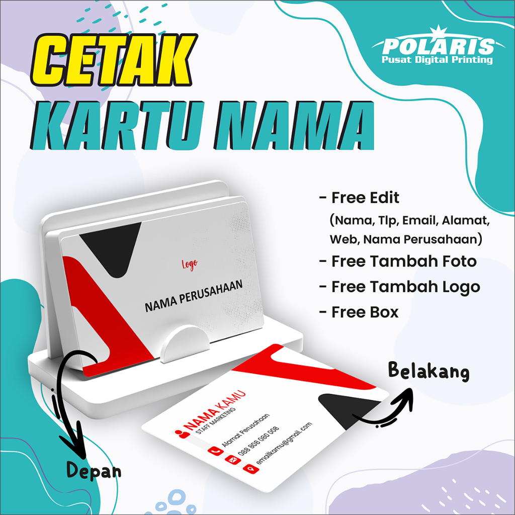 

Kartu Nama Custom isi 100 free Box / Kartu Nama Custom / Bussiness Card / Name Card Art Carton 230GSM / Kartu Nama 2 sisi High Quality