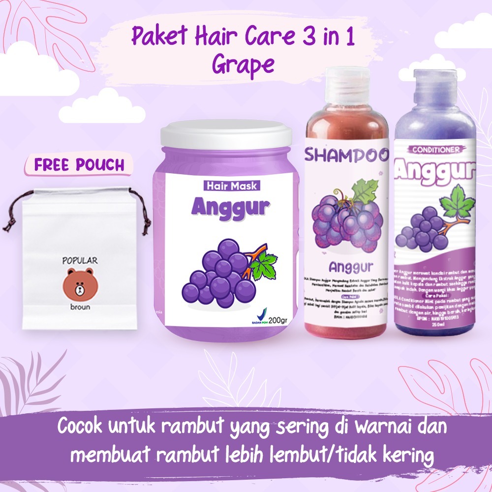 [BPOM] PAKET HAIR CARE 3IN1 / PAKET HEMAT HAIR CARE / HAMPERS HAIR MASK FREE POUCH / HAMPERS HAIR CA