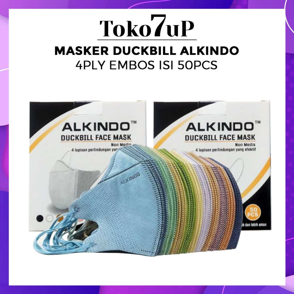 MASKER DUCKBILL ALKINDO WARNA 4PLY EMBOS