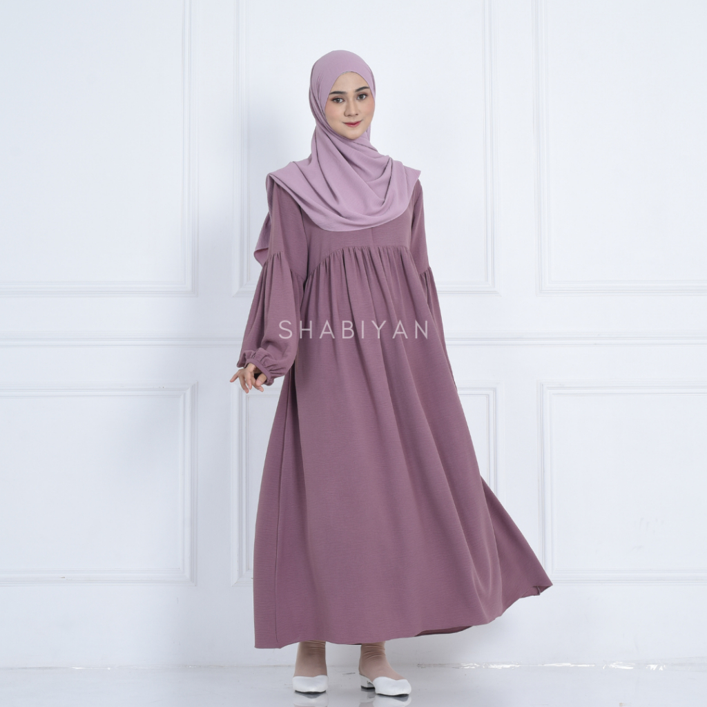 SHABIYAN 511 Gamis Wanita Crinkle Air Flow Terbaru | Lalisa-Taupe