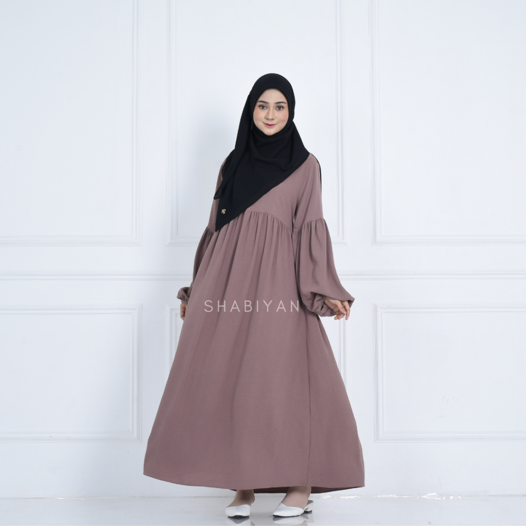 SHABIYAN 511 Gamis Wanita Crinkle Air Flow Terbaru | Lalisa-Mauve