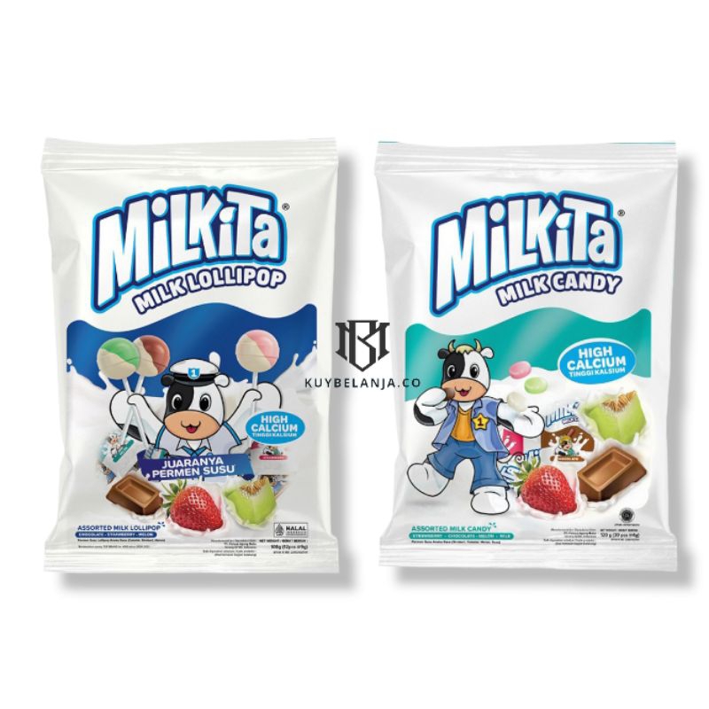 

Milkita permen Milk candy |Milk lolipop permen gagang Assorted 120 g