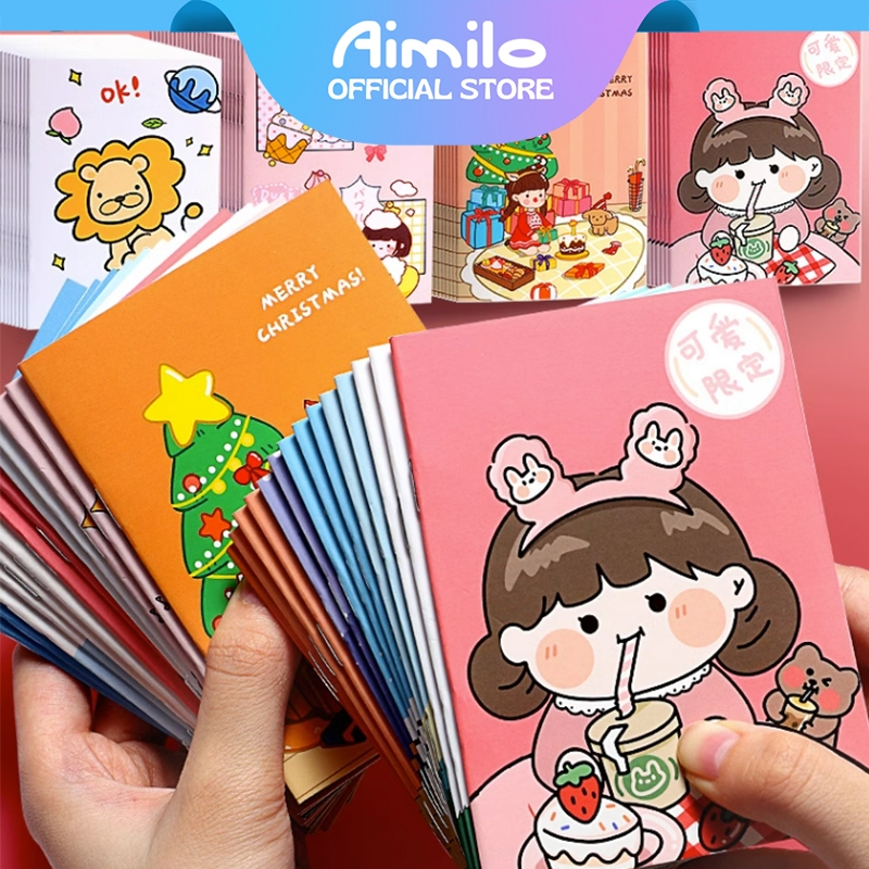 [READY] Aimilo Notebook Mini Buku Kecil Catatan Scrapbook Mini Buku Notes Kecil Alat Tulis Sekolah 16 Lembar