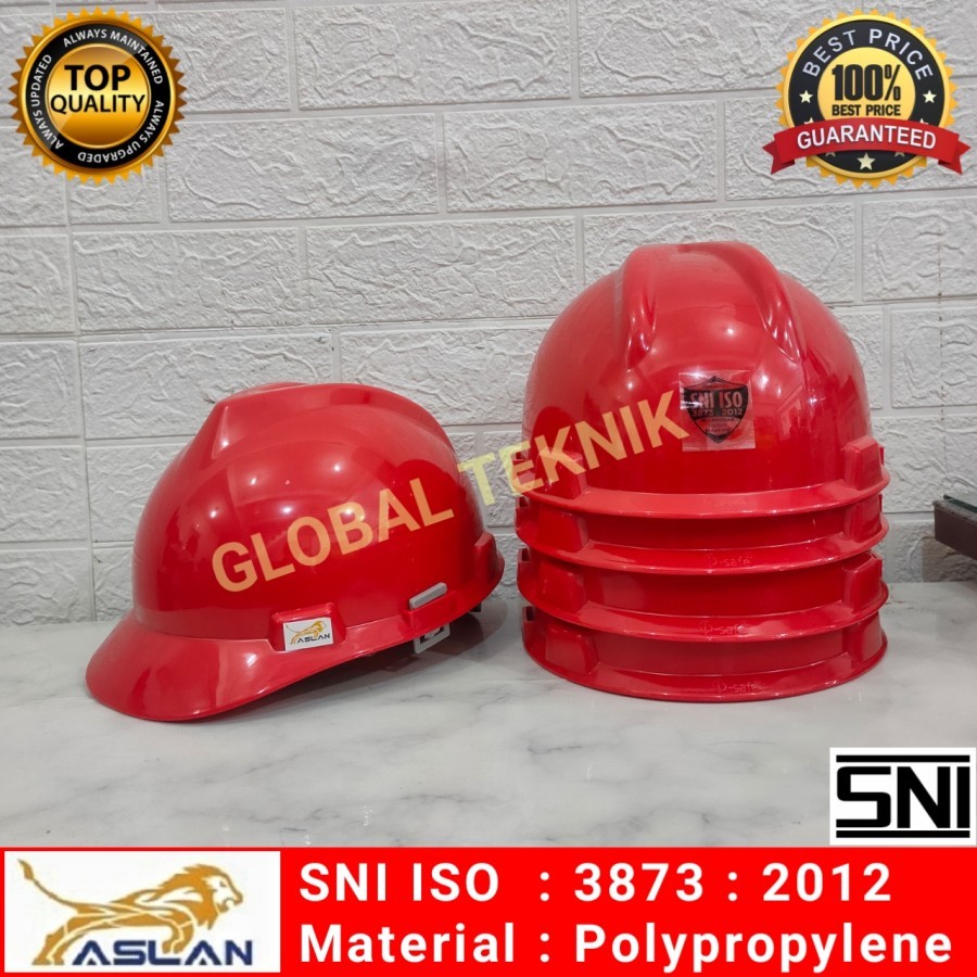 Helm proyek helm safety proyek warna Merah helm Aslan HELM PROYEK SNI SAFETY MERAH MURAH TOPI KERJA 