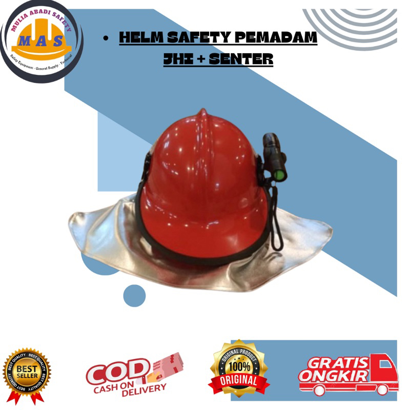 HELM SAFETY PEMADAM KEBAKARAN MERK JHI + SENTER / SAFETY HELMET / JHI NEW ZEALAND FIRE HELMET / HELM