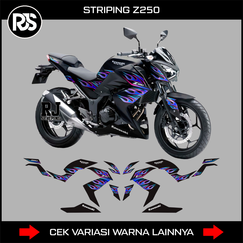 STRIPING STIKER NINJA Z250 MOTIP API / DECAL STIKER API BUAT NINJA Z250 / STOCK DECAL MOTOR KAWASAKI