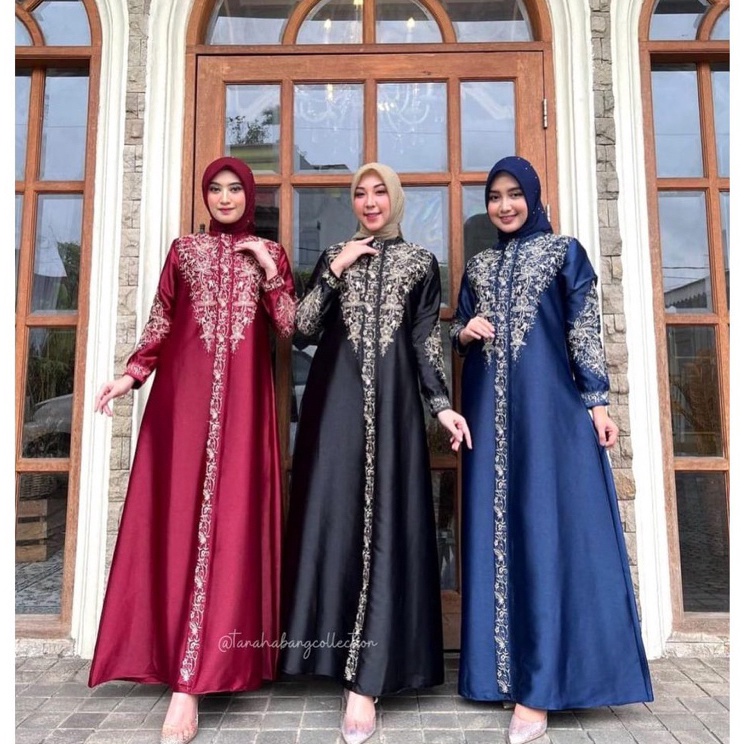 Ready Stock Gamis Kristal Original Bordir Gamis Wanita Muslimah Gamis Bordir Semi Sutra Gamis Silk P