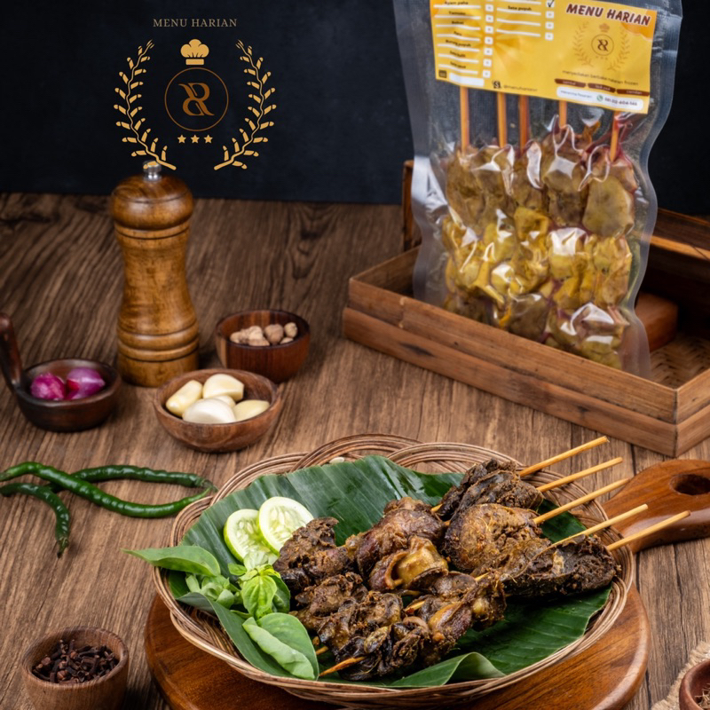 sate kulit ayam, usus ayam , ati ampela.