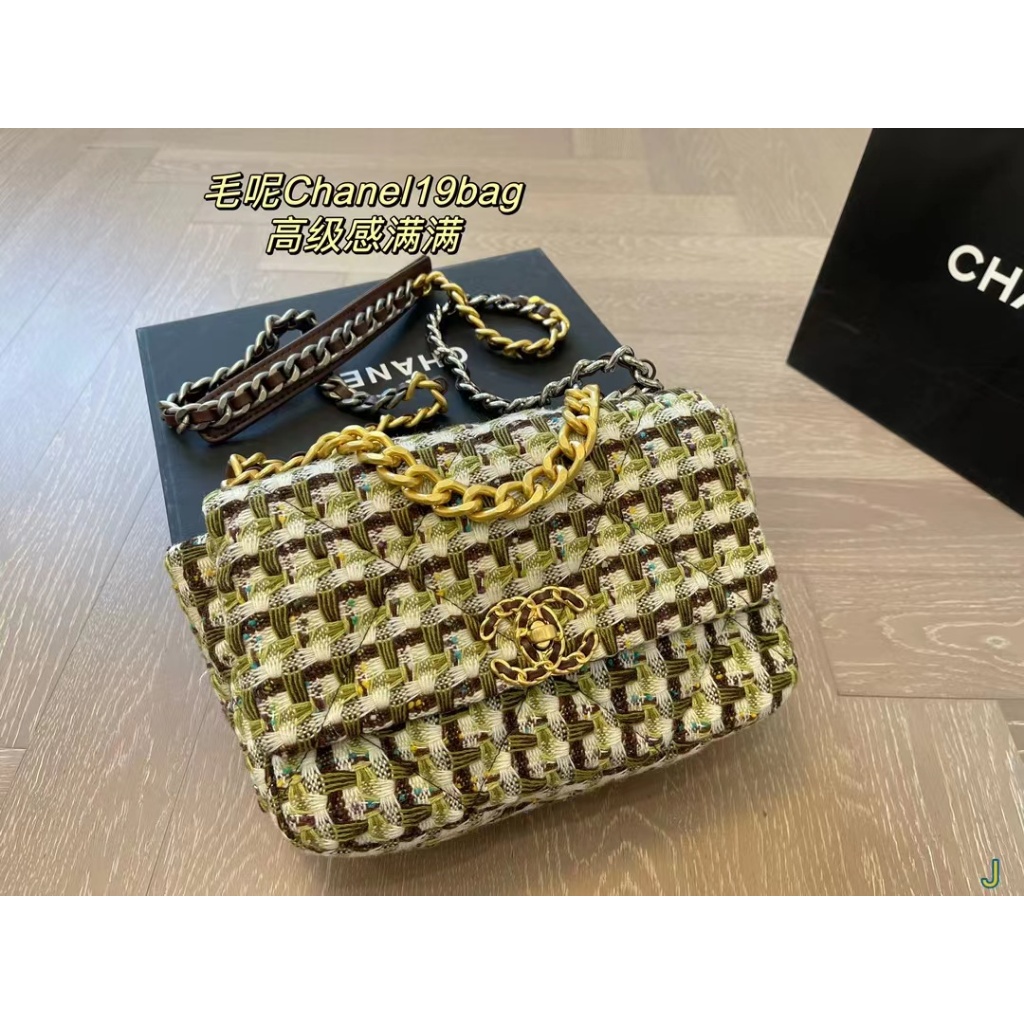 Chanel woolen Chanel19bag classic chain bag