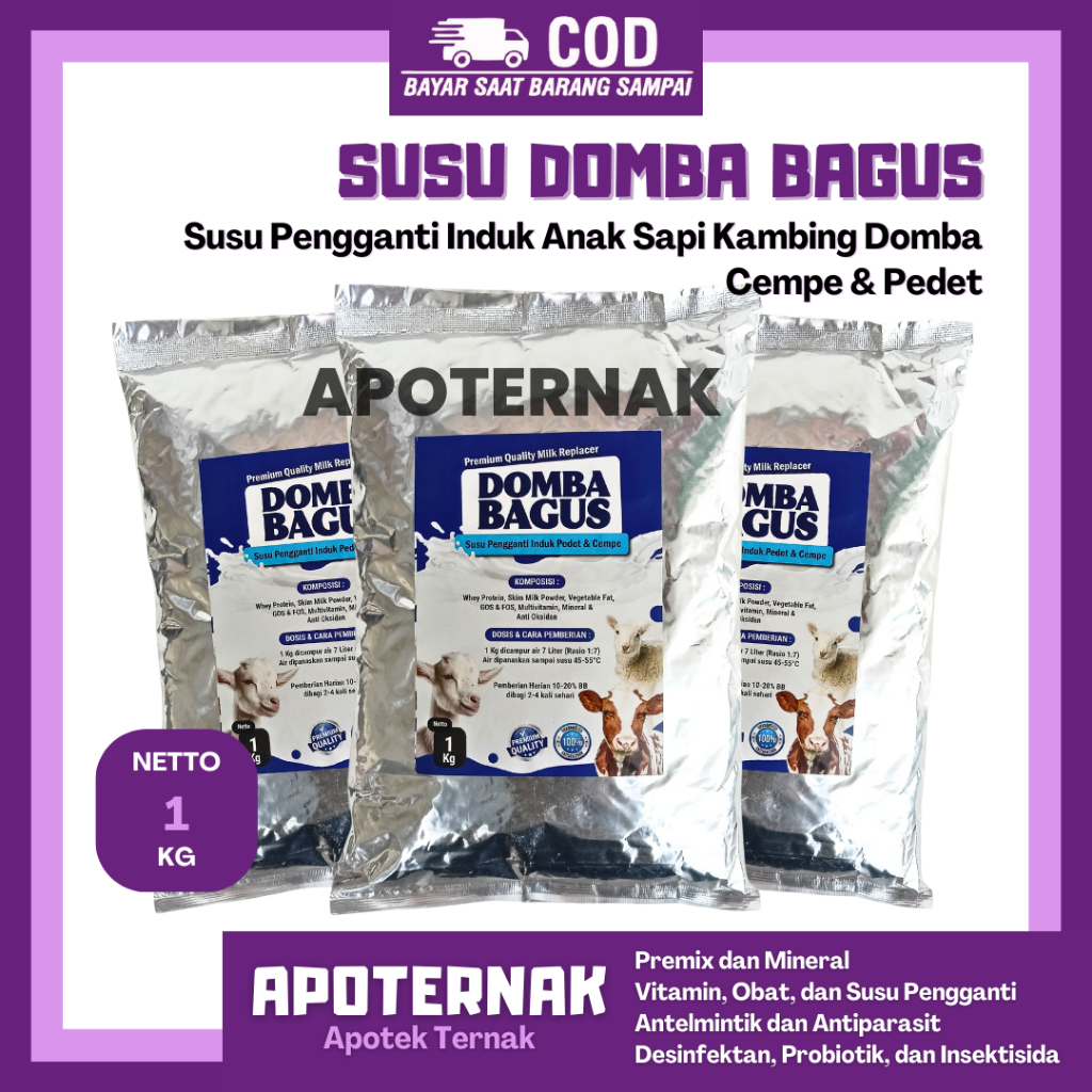 SUSU TERNAK DOMBA BAGUS 1 Kg - Susu Cempe Kambing Anti Diare - Susu Pengganti Induk Anak Sapi Kambin