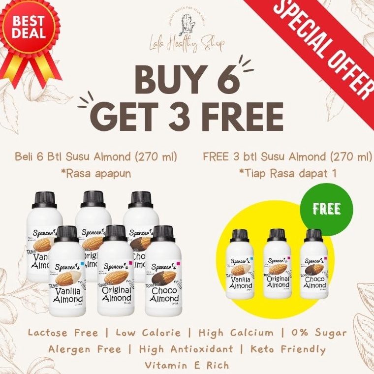 

S43 PROMO KUOTA TERBATAS Spencers Susu Almond 27ml SUGAR ASI BOOSTER HIGH CALCIUM LOW CALORIE Spencers Promo Keluaran Terbaru