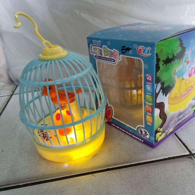 mainan burung dalam sangkar bunyi happy little bird