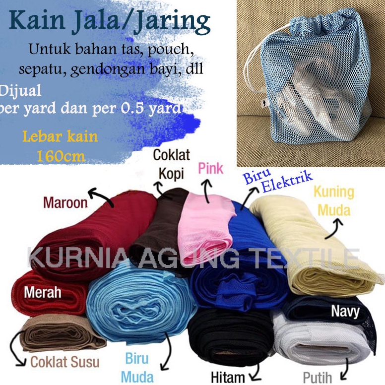 Keren abis CodeZ5l5K Kain Jala Jaring Poliester Warna Putih Lubang Kecil Meteran dan 5 Meter Bahan T