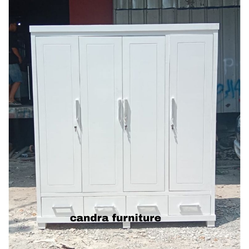 custom lemari gamis pintu kayu 4 p 3 pintu gantungan 1 p rak tas