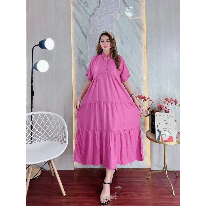 DASTER KEKINIAN MIDI SUSUN TWILL ORY/MIDI DRES SUSUN POLOS