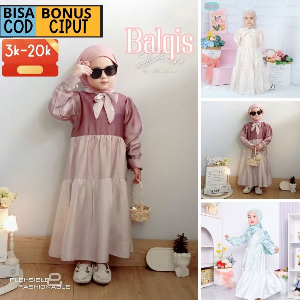 DRESS Gamis Anak Perempuan Korean style gamis anak mewah terbaru usia 2 - 7 Tahun BALQIS Series Zalira Kids Original