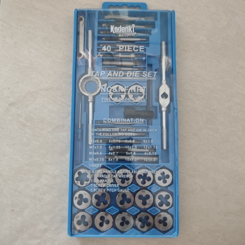 Snai Senai Hand Die Tap Ulir Drat Luar Dalam Set 40 Pcs Kodenki