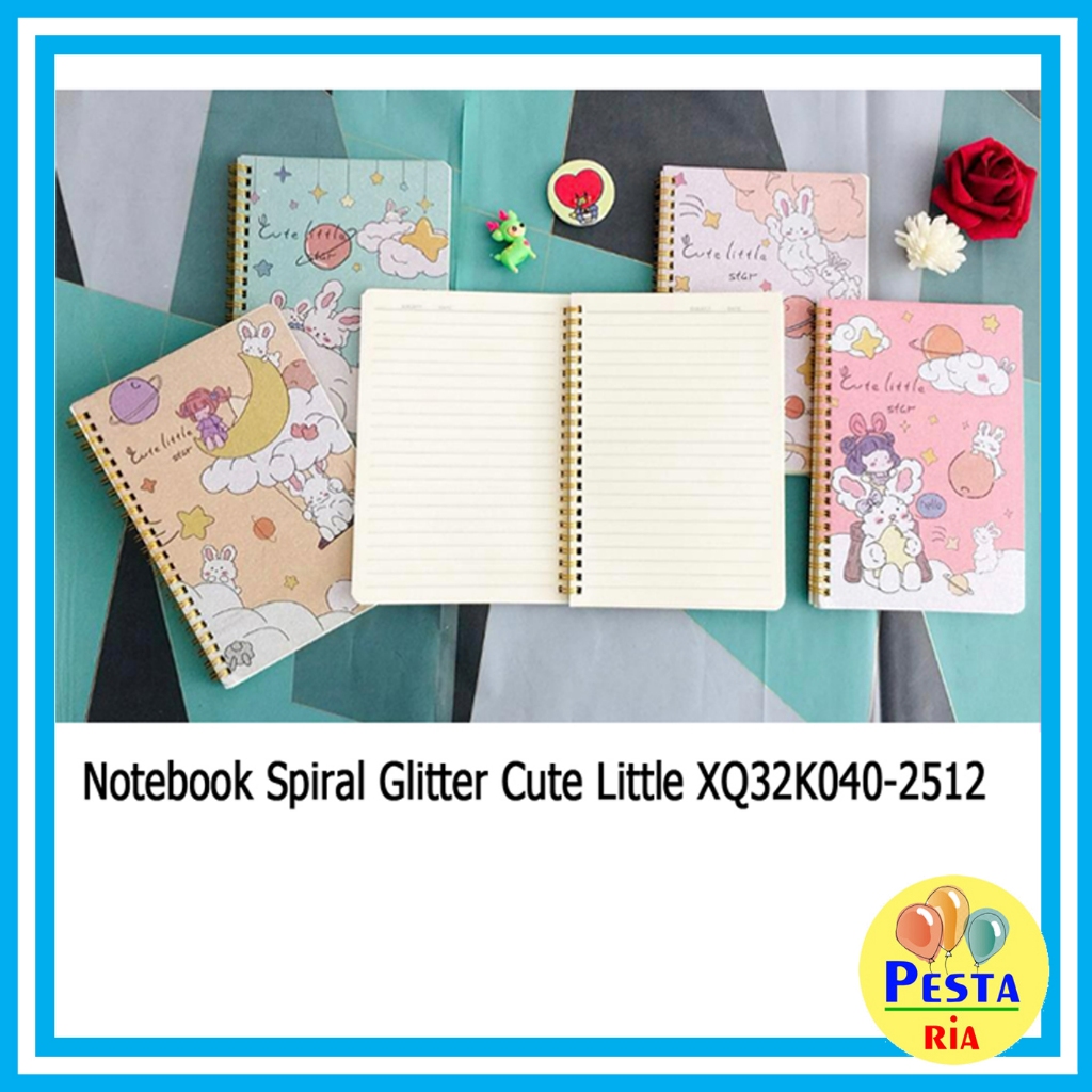 

Murah!! (1Pcs) Notebook Spiral Glitter Cute Little uk A5, notes Spiral, buku diary, buku catatan